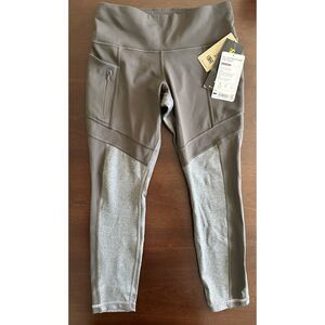 NWT Athleta All in Structure 7/8 Tights Brown Gray Side Pockets Fair Trade